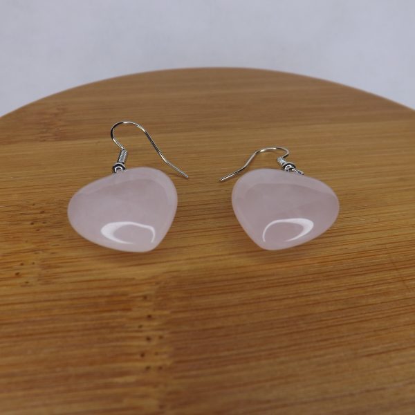 Boucles d’oreilles en Quartz rose Coeur