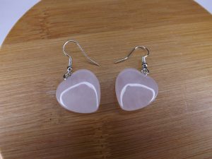 Boucles d’oreilles en Quartz rose Coeur