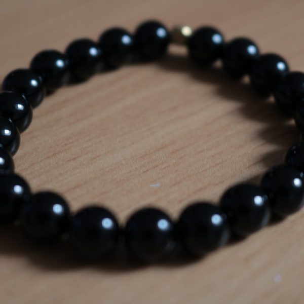 Bracelet Obsidienne Dorée – Perles 8mm