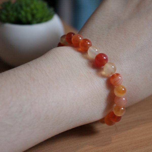 Bracelet Cornaline (Agate rouge) – Perles 8mm