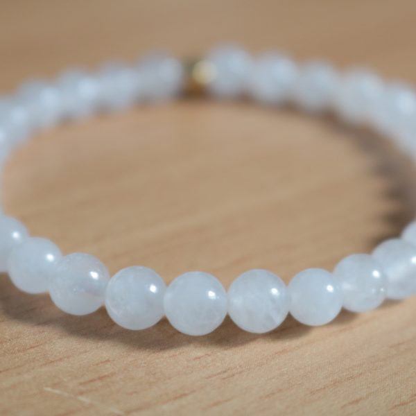 Bracelet Jade blanche – Perles 6mm