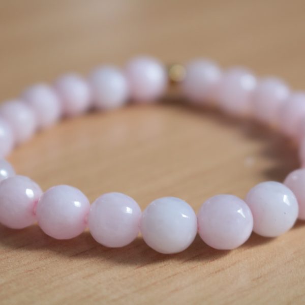 Bracelet Quartz Rose Opaque – Perles à facettes 8mm