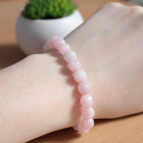 Bracelet Quartz Rose Opaque – Perles à facettes 8mm