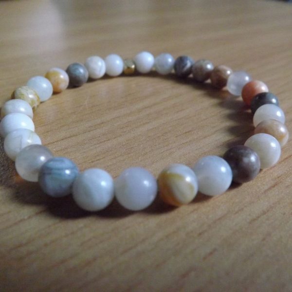 Bracelet Agate Feuille de Bambou – Perles 6mm