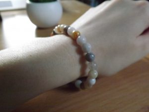 Bracelet Agate Feuille de Bambou – Perles 6mm