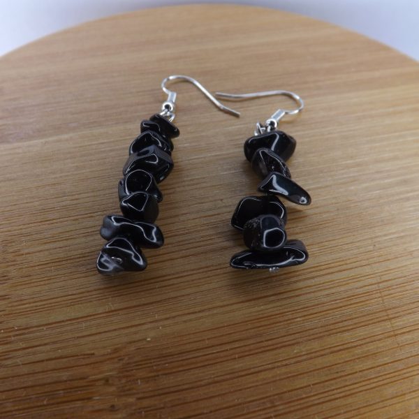 Boucles d’oreilles en Obsidienne