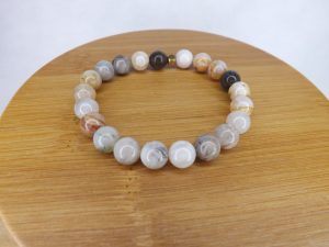 Bracelet Agate Feuille de Bambou – Perles 8mm