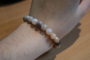 Bracelet Agate Feuille de Bambou – Perles 8mm