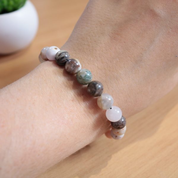 Bracelet Agate Plume – Perles 8mm B