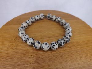 Bracelet Jaspe Dalmatien- Perles 8mm