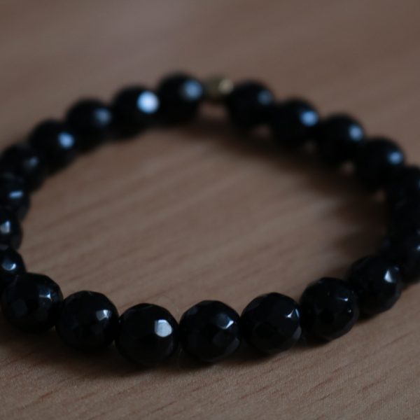 Bracelet Onyx Noir Facetté- Perles 8mm