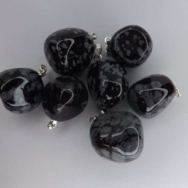 Pendentif Obsidienne Flocons de neige (20mm) A