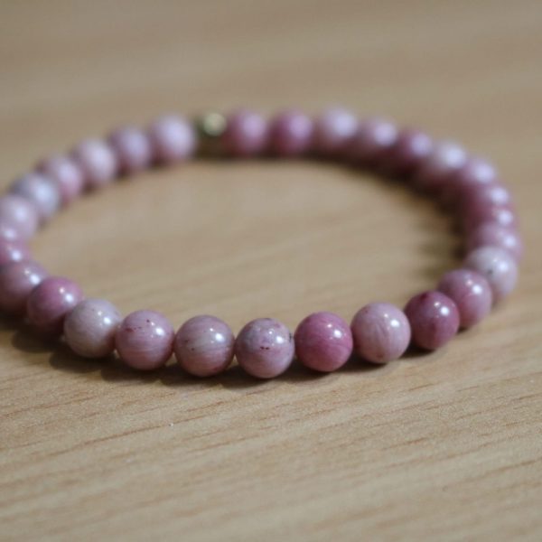 Bracelet Rhodonite Rose – Perles 6mm