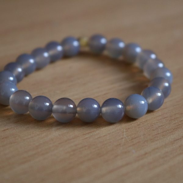 Bracelet Agate Grise – Perles 8mm