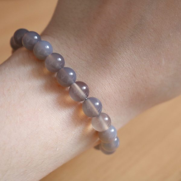 Bracelet Agate Grise – Perles 8mm