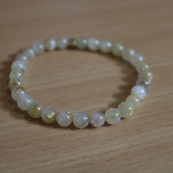 Bracelet Quartz Rutilé (Cristal de roche) – Perles 6mm – AB