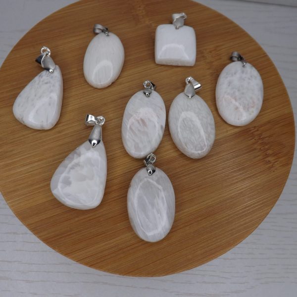 Pendentif Scolecite Blanche – Cabochons – AA