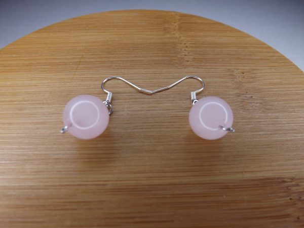 Boucles d'oreilles en Quartz rose Boule A – Image 3