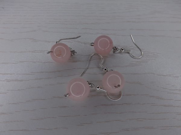 Boucles d'oreilles en Quartz rose Boule A – Image 2