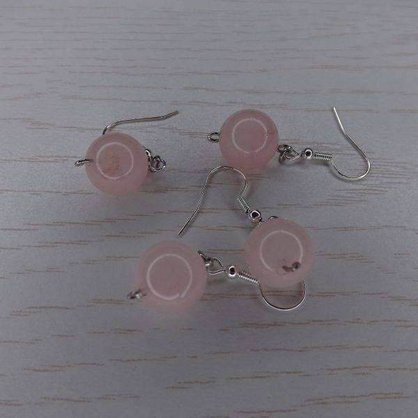 Boucles d’oreilles en Quartz rose Boule A