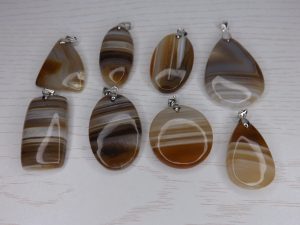 Pendentif Agate à bandes jaune – Cabochons – AA