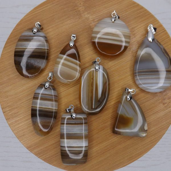 Pendentif Agate à bandes jaune – Cabochons – AA