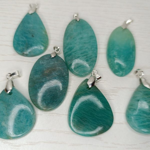 Pendentif Amazonite Bleu – Cabochons – AA