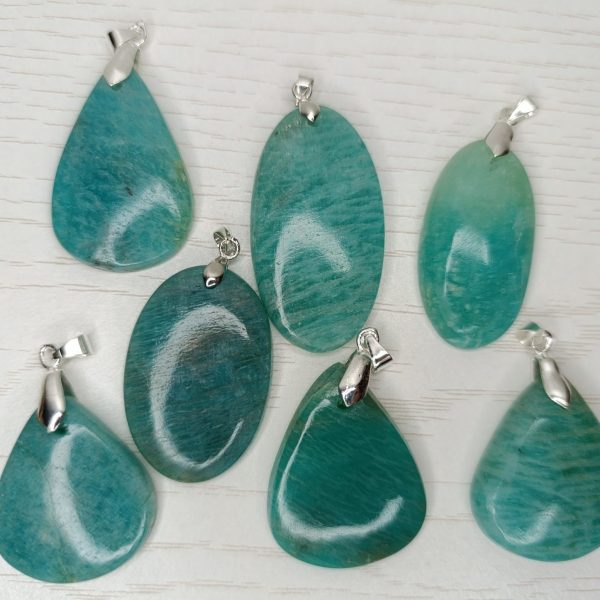 Pendentif Amazonite Bleu – Cabochons – AA