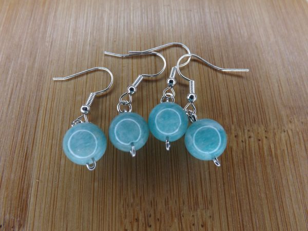 Boucles d'oreilles en Amazonite Boule A – Image 2