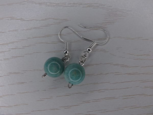 Boucles d'oreilles en Amazonite Boule A – Image 4