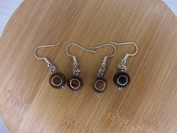 Boucles d'oreilles Œil de tigre Boule – Image 4