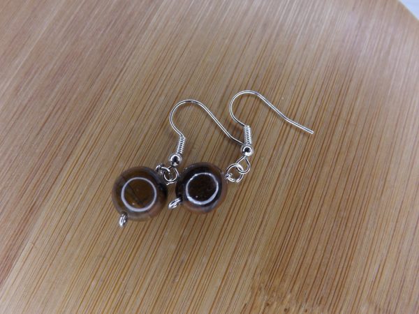 Boucles d'oreilles Œil de tigre Boule – Image 3