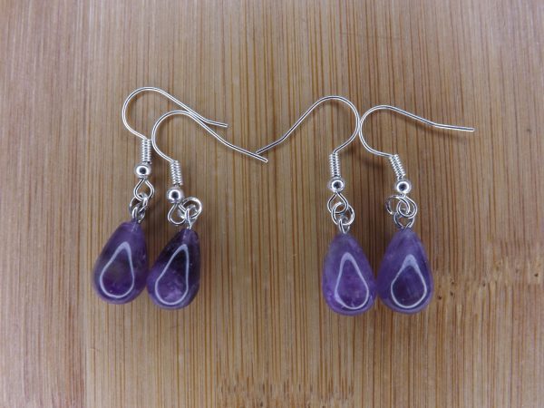 Boucles d'oreilles en Améthyste Goutte – Image 3