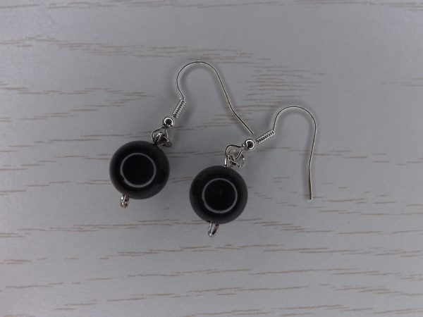 boucles d'oreilles boule en obsidienne arc en ciel ou rainbow 10mm noir pierre naturelle