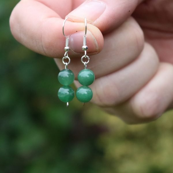 Boucles d’oreilles en Aventurine verte Boule