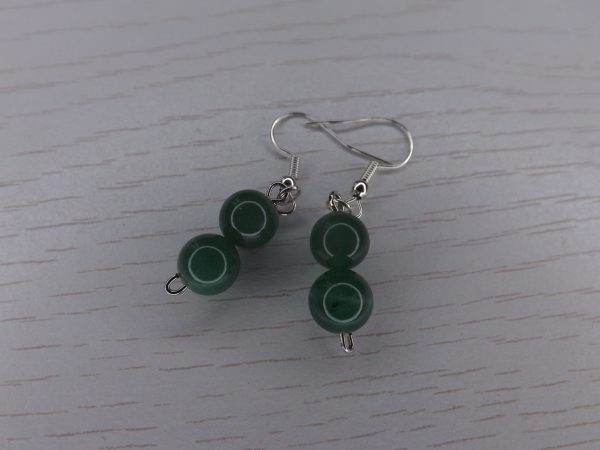 Boucles d'oreilles en Aventurine verte Boule – Image 4