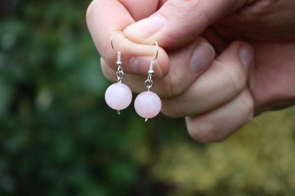 Boucles d'oreilles en Quartz rose Boule A