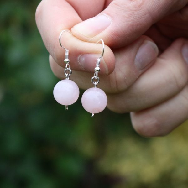 Boucles d’oreilles en Quartz rose Boule A