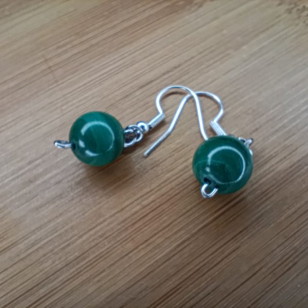 Boucles d’oreilles Malachite Boule 10mm A