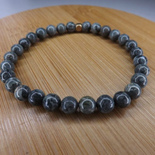 Bracelet Jaspe Breschia ou Bréchique Gris- Perles 6mm A