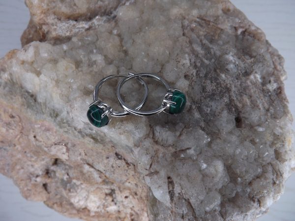 bague ovale en malachite métal argenté