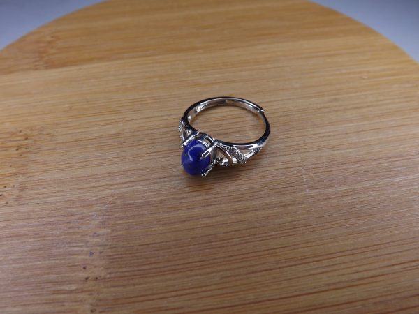 bague ovale en lapis lazuli métal argenté