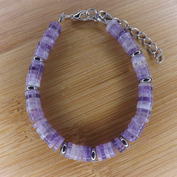 Bracelet Améthyste Disque Heishi – Perles 6mm