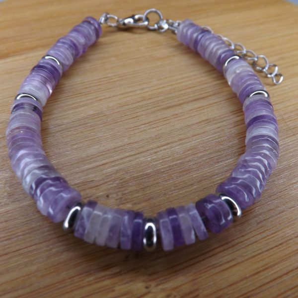 Bracelet Améthyste Disque Heishi – Perles 6mm