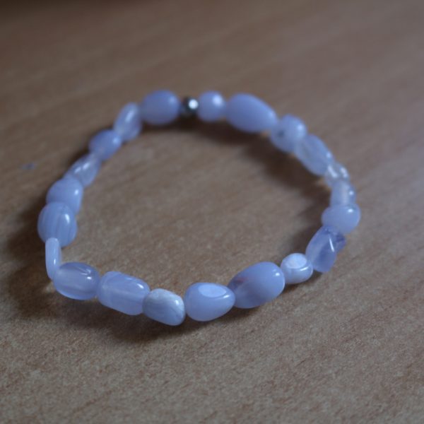 Bracelet Calcédoine Bleue – Pierre roulées 6mm A