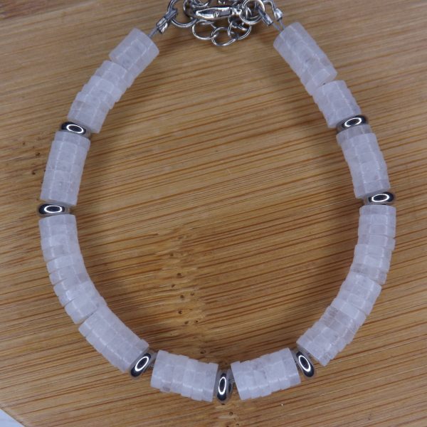 Bracelet Jade blanche Disque Heishi – Perles 6mm