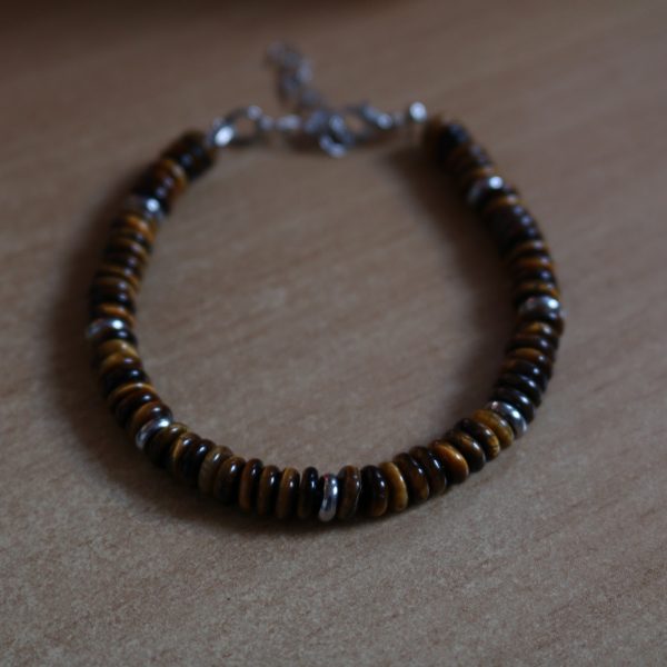 Bracelet Oeil de tigre Disque Heishi – Perles 6mm