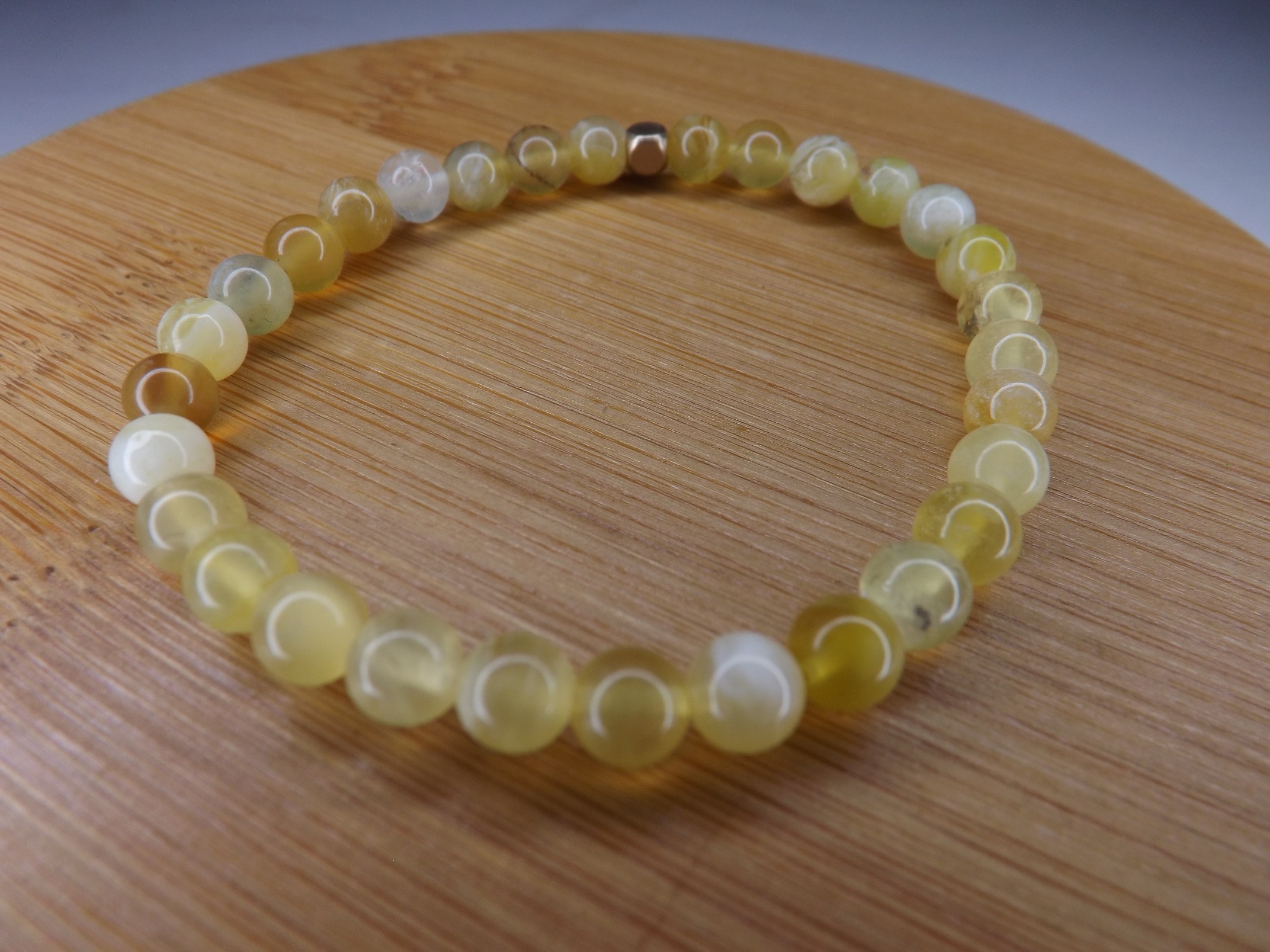 bracelet pierre boule opale jaune Australie 6mm