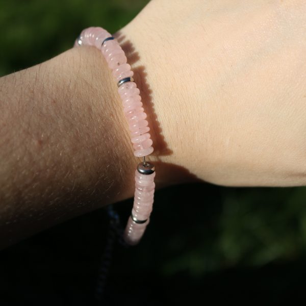 Bracelet Quartz Rose Disque Heishi – Perles 6mm