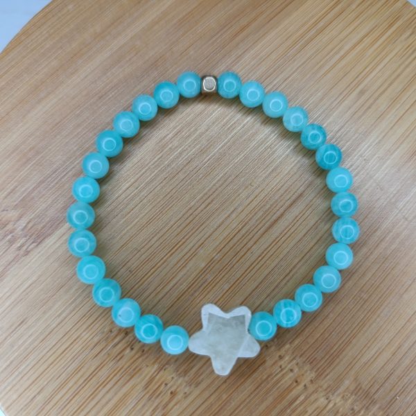 Bracelet Nina Un rayon de Soleil – Amazonite et Quartz Citron – Perles 6mm